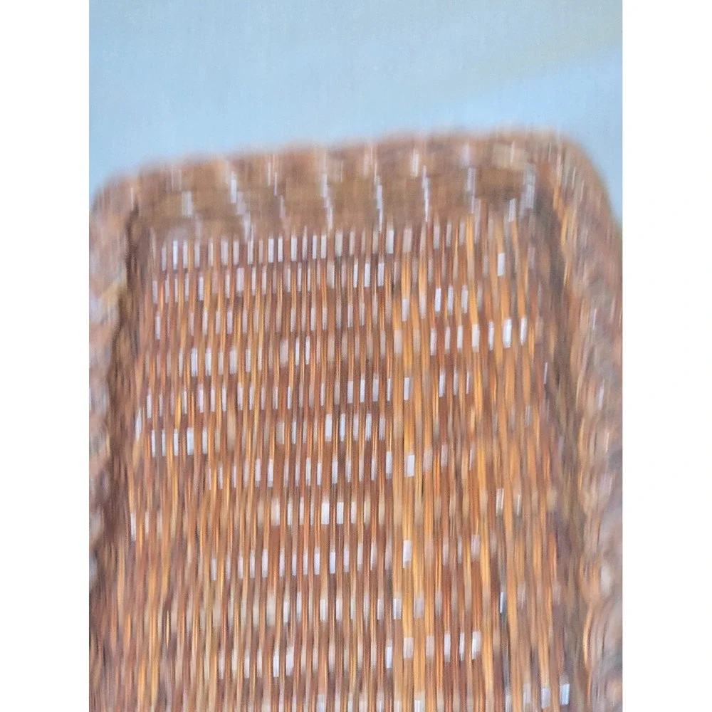 VTG Wicker Serving Tray Rectangular Woven Basket Braided Rim Coffee Table 13x9